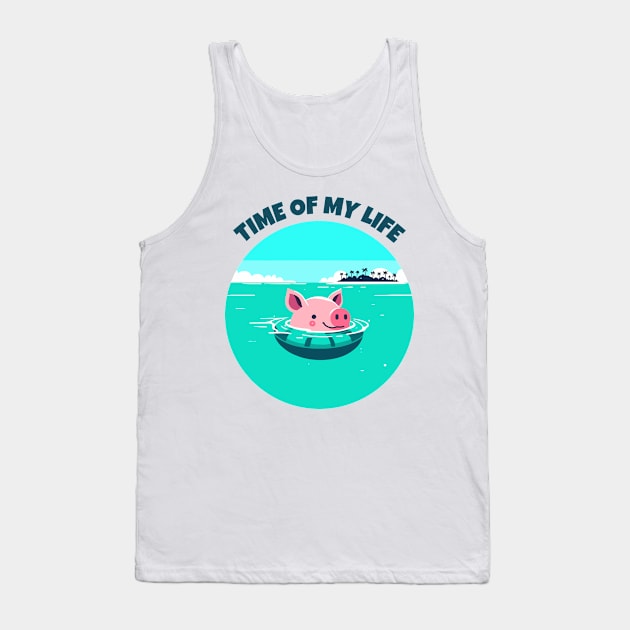 Time of My Life | Swimming Pig of the Bahamas Floating in the Sea | Piglet | Travel | Animal | Cruise | Vacation | Beach | Summer Tank Top by octoplatypusclothing@gmail.com